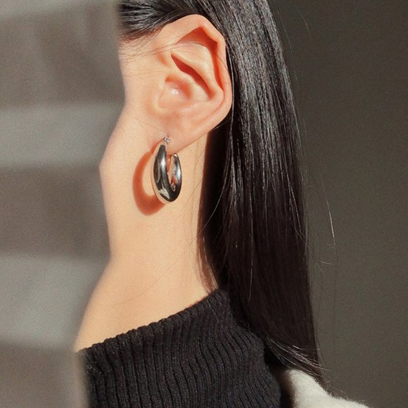 #NEW 925 Sterling Silver Round Hoop Earrings - Picture 2 of 8